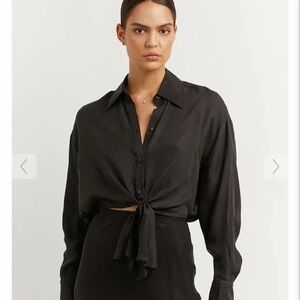 Dissh martini linen front tie shirt top